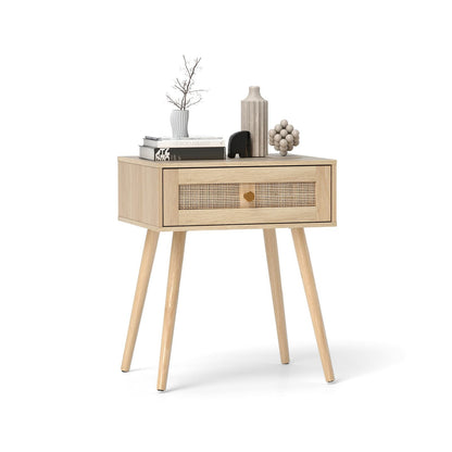 Costway Set of 2 Rattan Nightstand Bedside Table