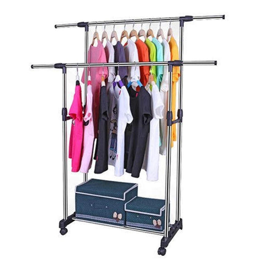 Double-Pole Foldable Adjustable Rolling Hanging