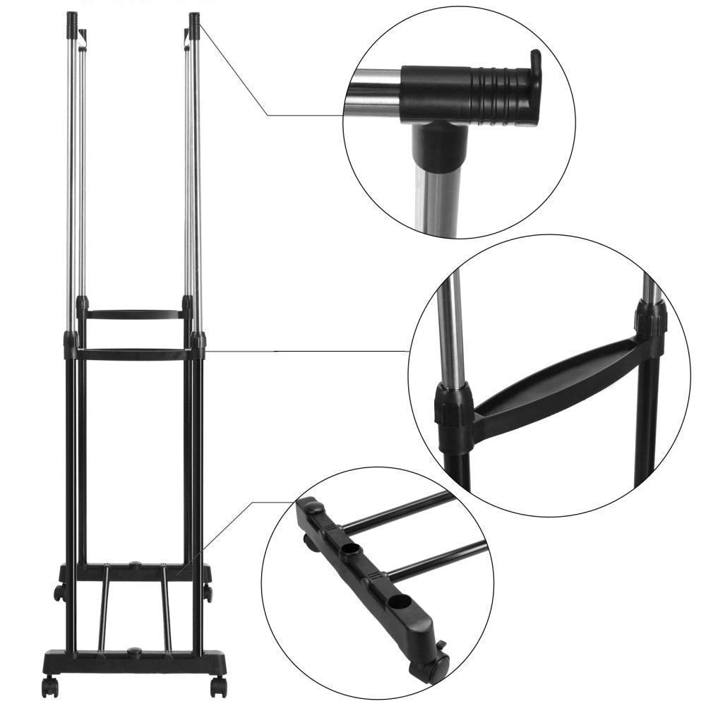 Double-Pole Foldable Adjustable Rolling Hanging