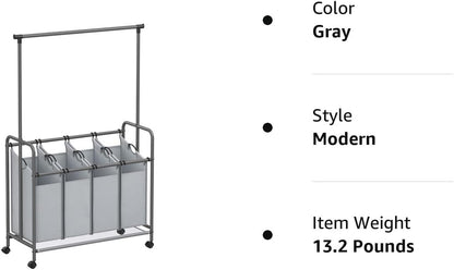 SONGMICS 4-Section Laundry Sorter