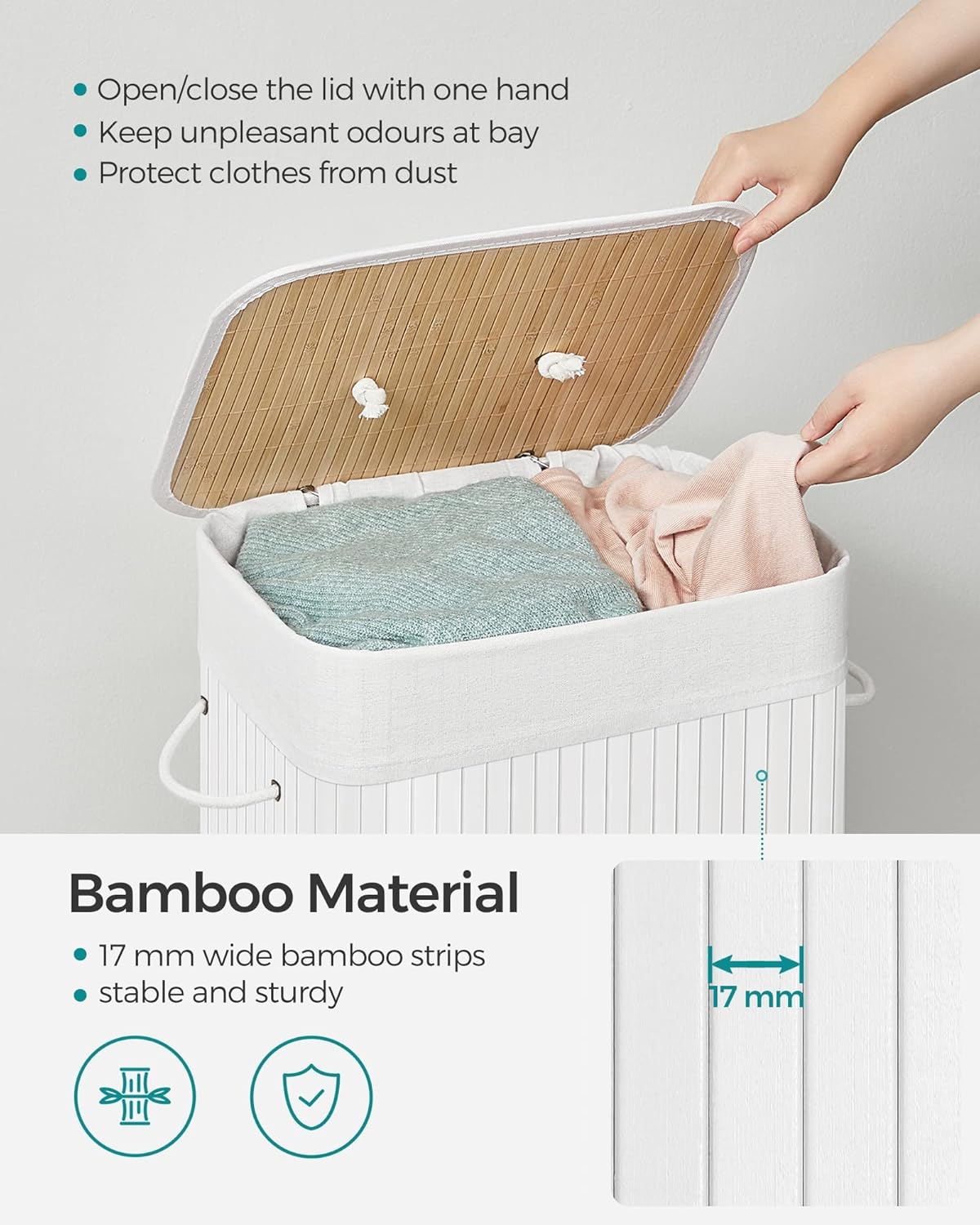 SONGMICS Bamboo Laundry Basket