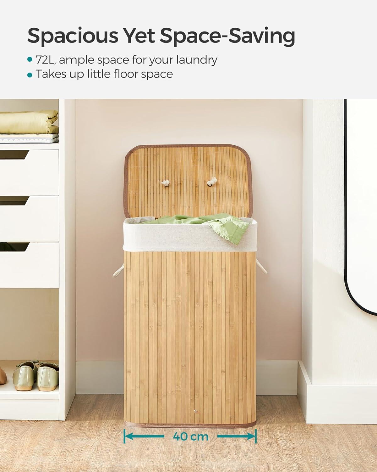 SONGMICS Bamboo Laundry Basket