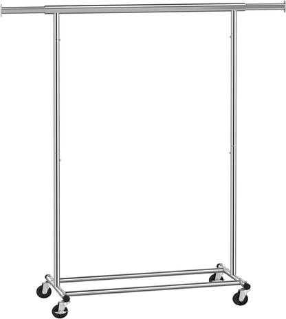 SONGMICS Silver Clothes Rack on Wheels