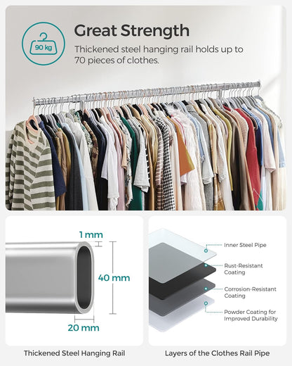 SONGMICS Silver Clothes Rack on Wheels