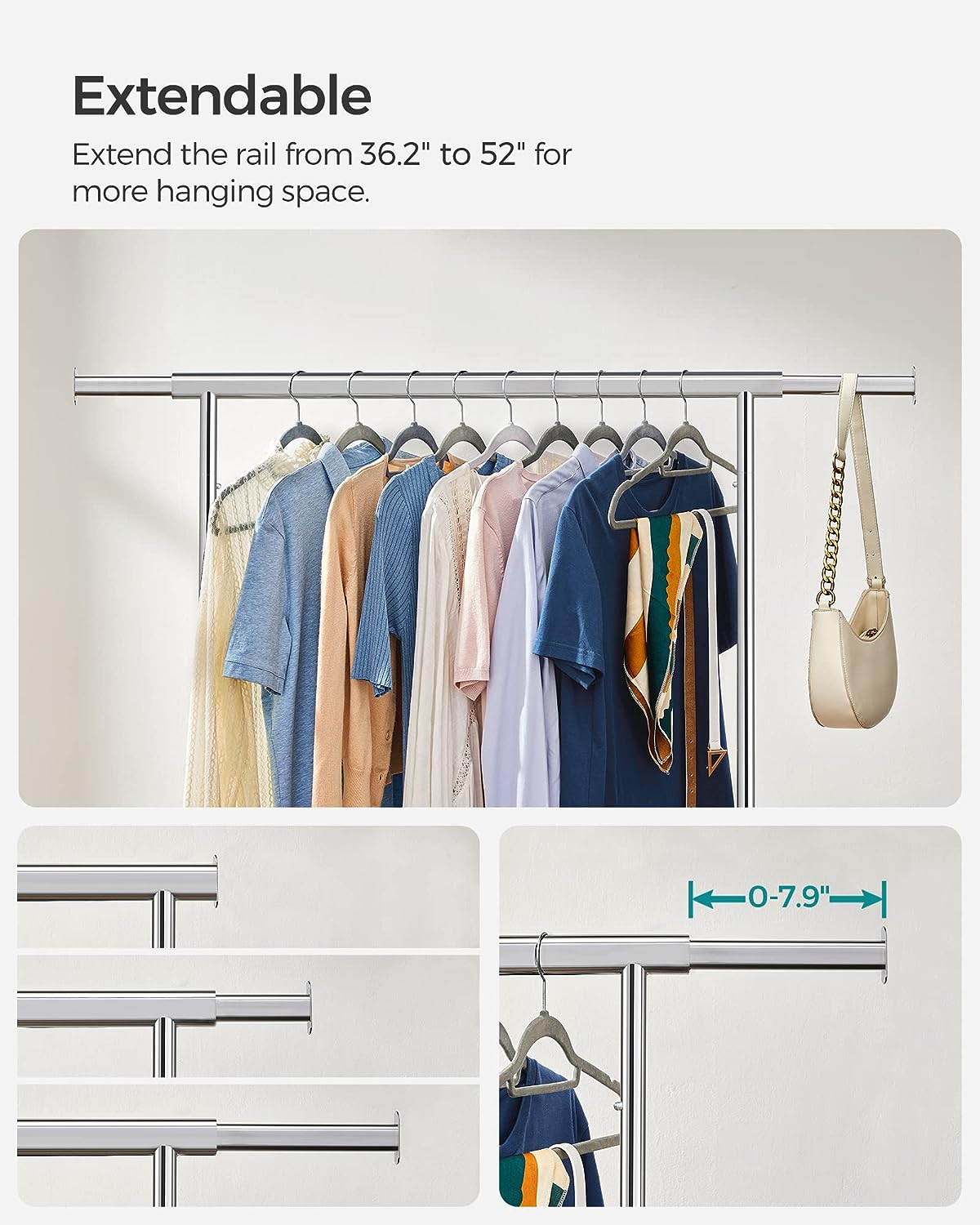 SONGMICS Clothes Rack with Wheels