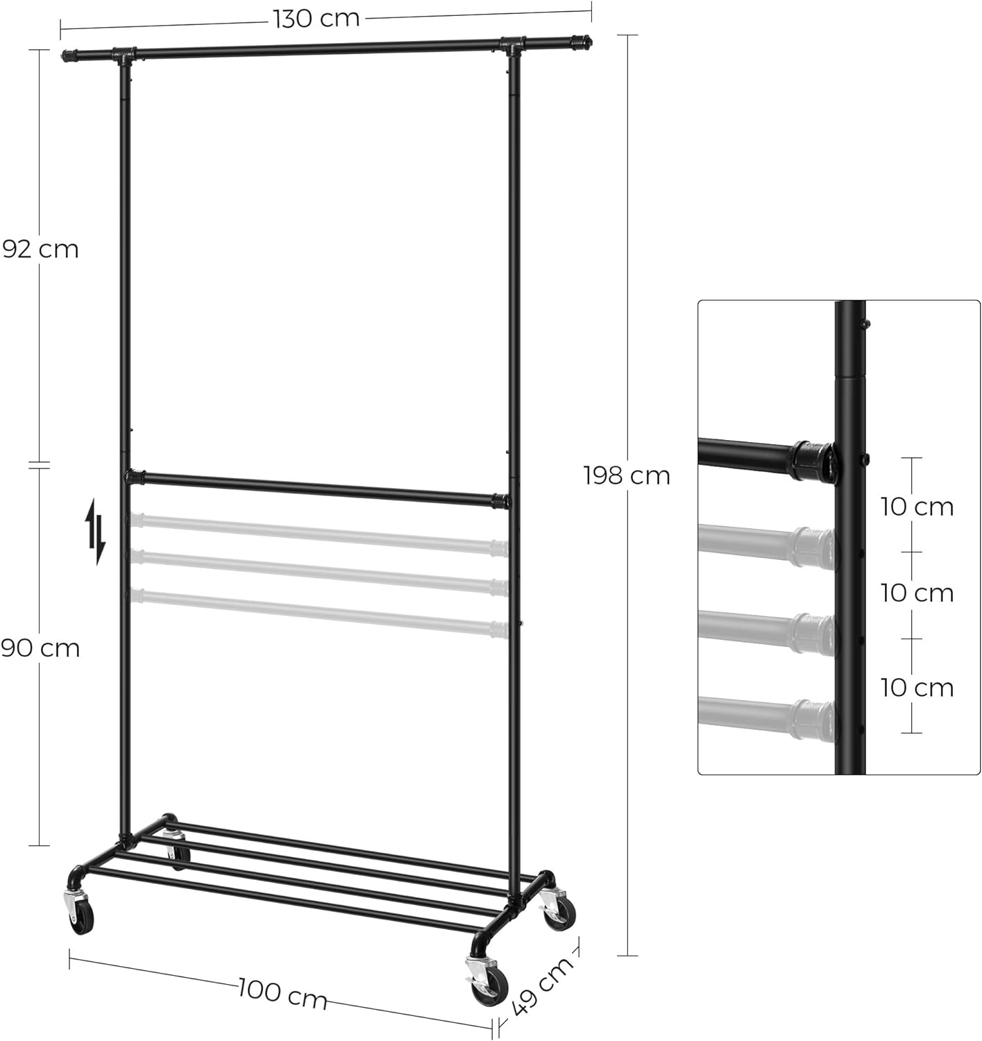 SONGMICS Clothes Rack on Wheels