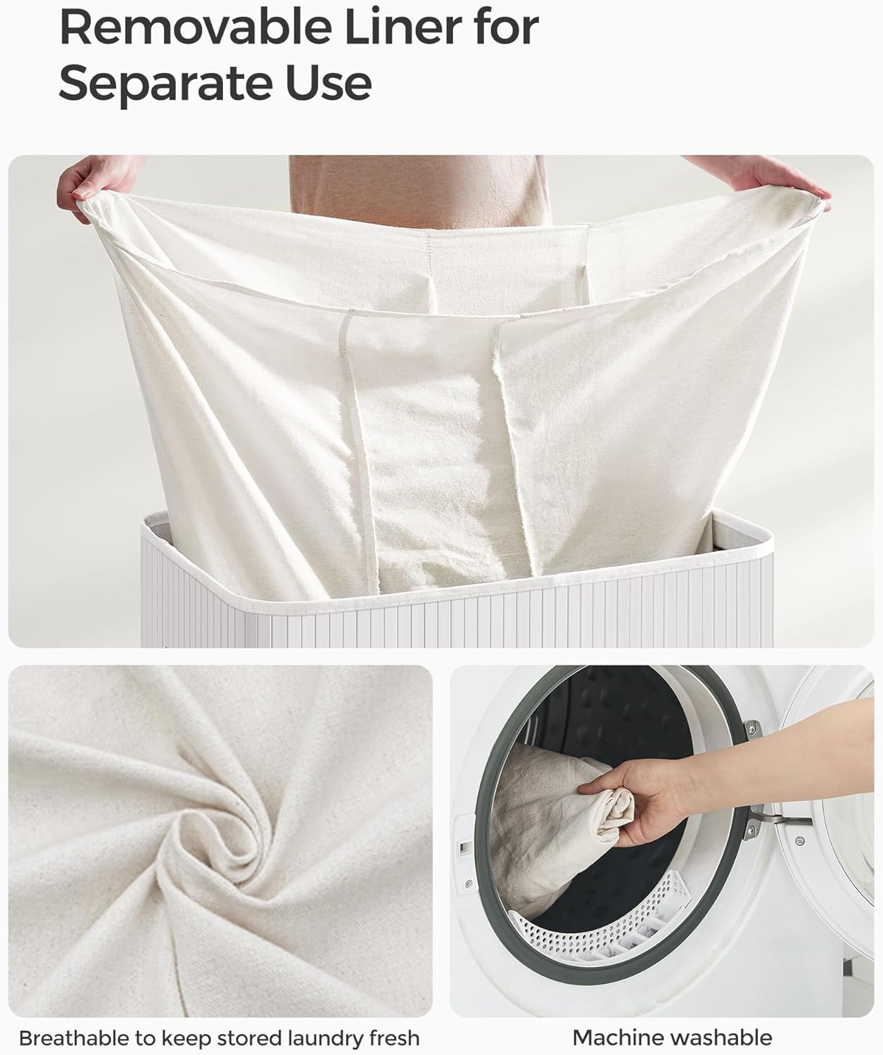 SONGMICS Laundry Hamper Basket with 3 Sections