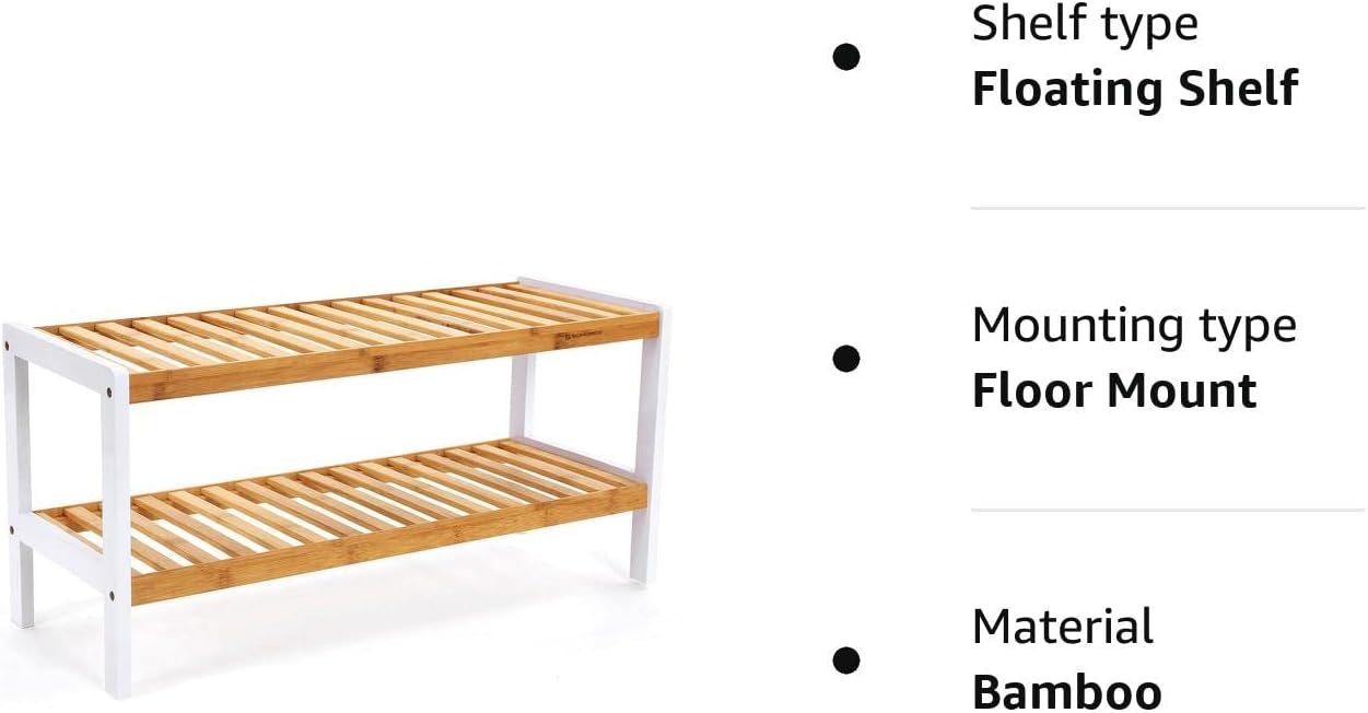 SONGMICS Natural Bamboo 2-Tier Shoe Rack