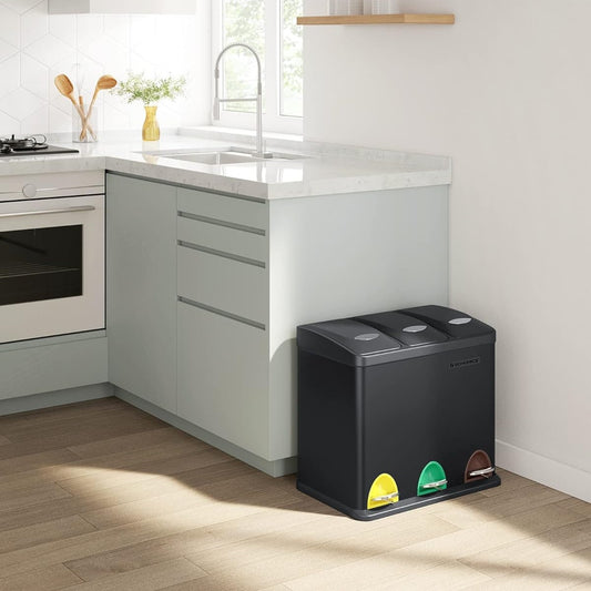 SONGMICS Pedal Bin, 3 Metal Rubbish Bin