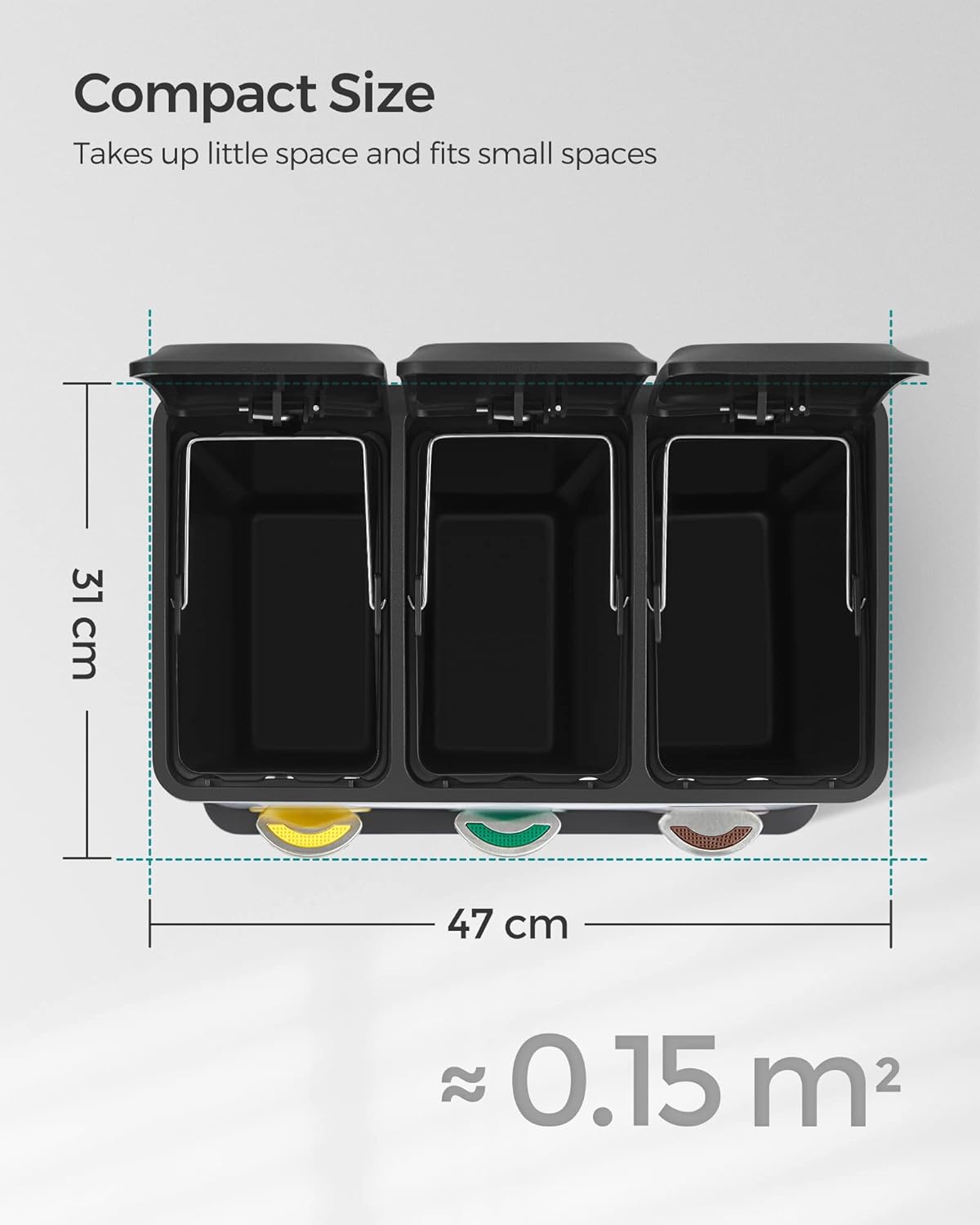 SONGMICS Pedal Bin, 3 Metal Rubbish Bin