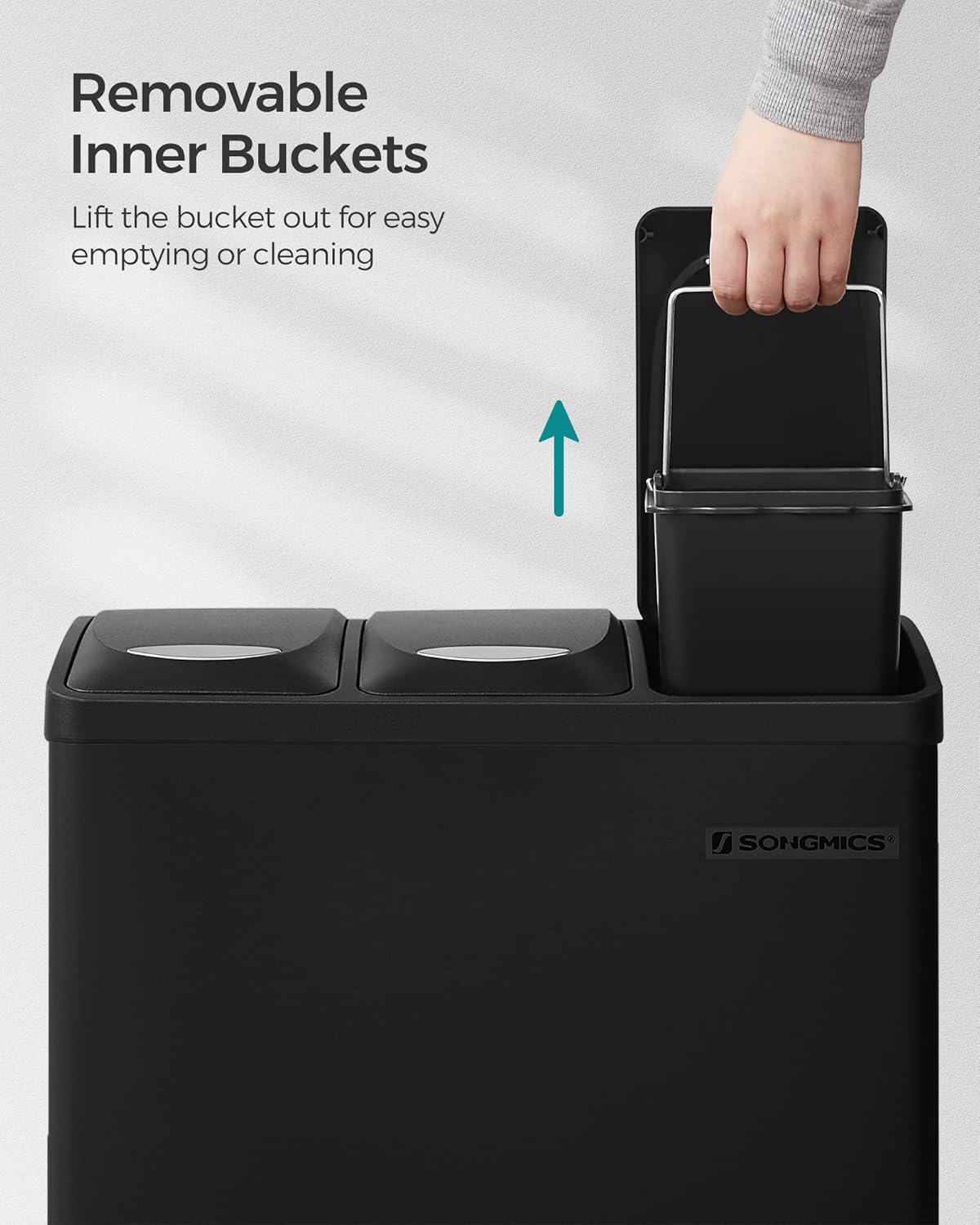 SONGMICS Pedal Bin, 3 Metal Rubbish Bin