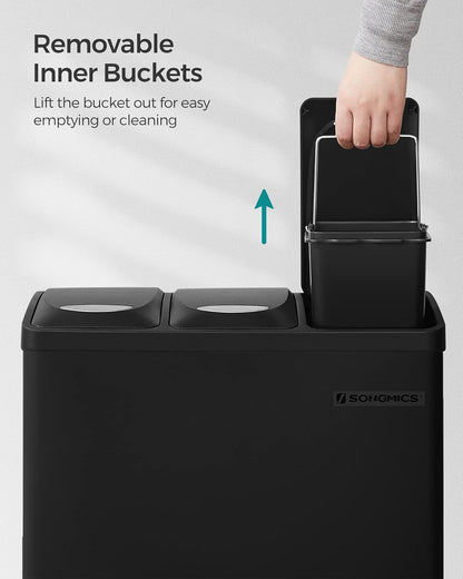 SONGMICS Pedal Bin, 3 Metal Rubbish Bin