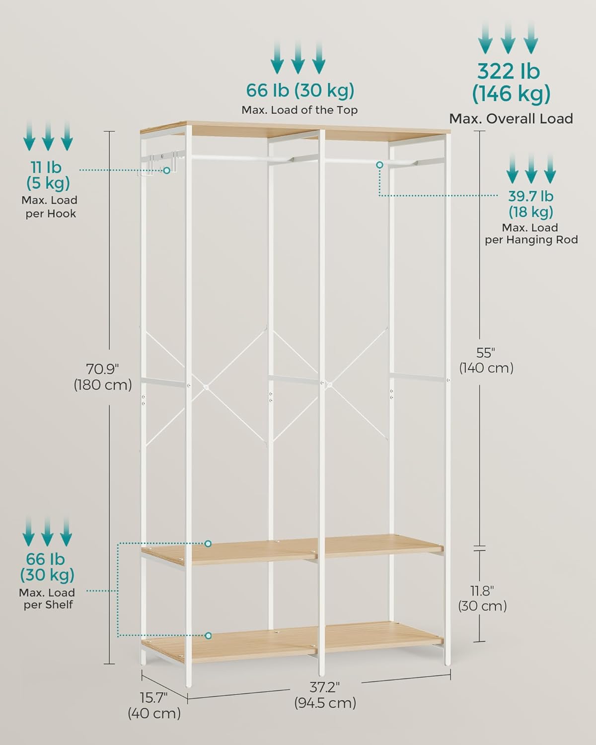 SONGMICS Portable Clothes Wardrobe
