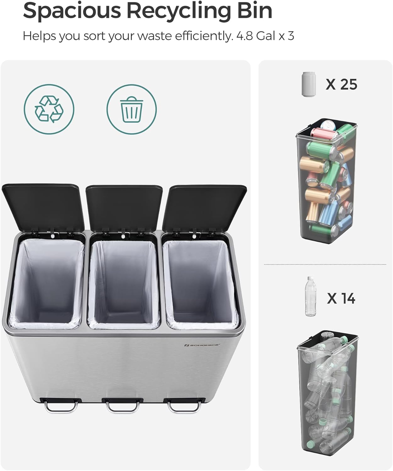 SONGMICS Trash Can