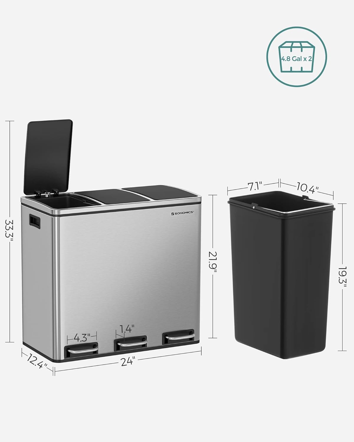 SONGMICS Trash Can