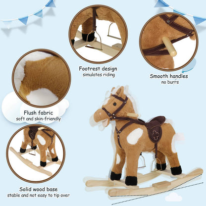 WOLTU Rocking Horse Rocking Animal Baby Toy with Animal Sounds and Handles