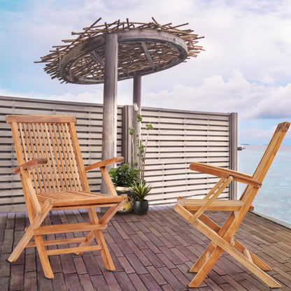 Set of 2 Solid Teak Wood Folding Chair