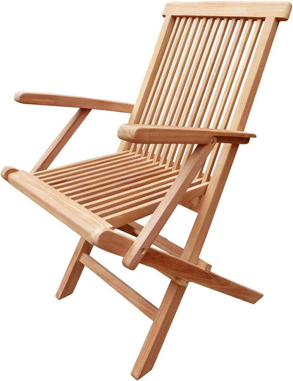Set of 2 Solid Teak Wood Folding Chair