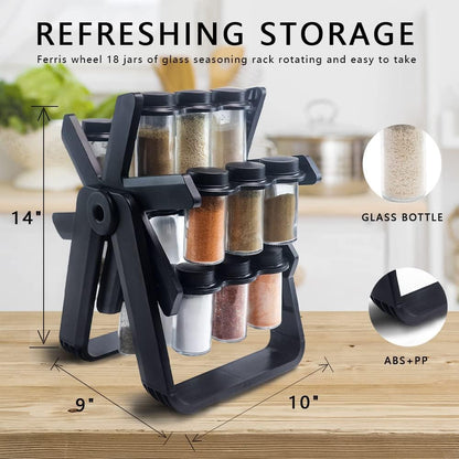 GeBe 18 Glass Jar Included Organizer With Labels Spices