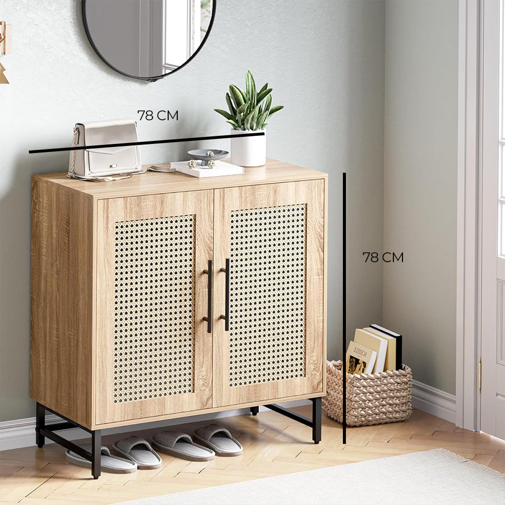 Storage Cabinet with Handmade Natural Rattan Doors