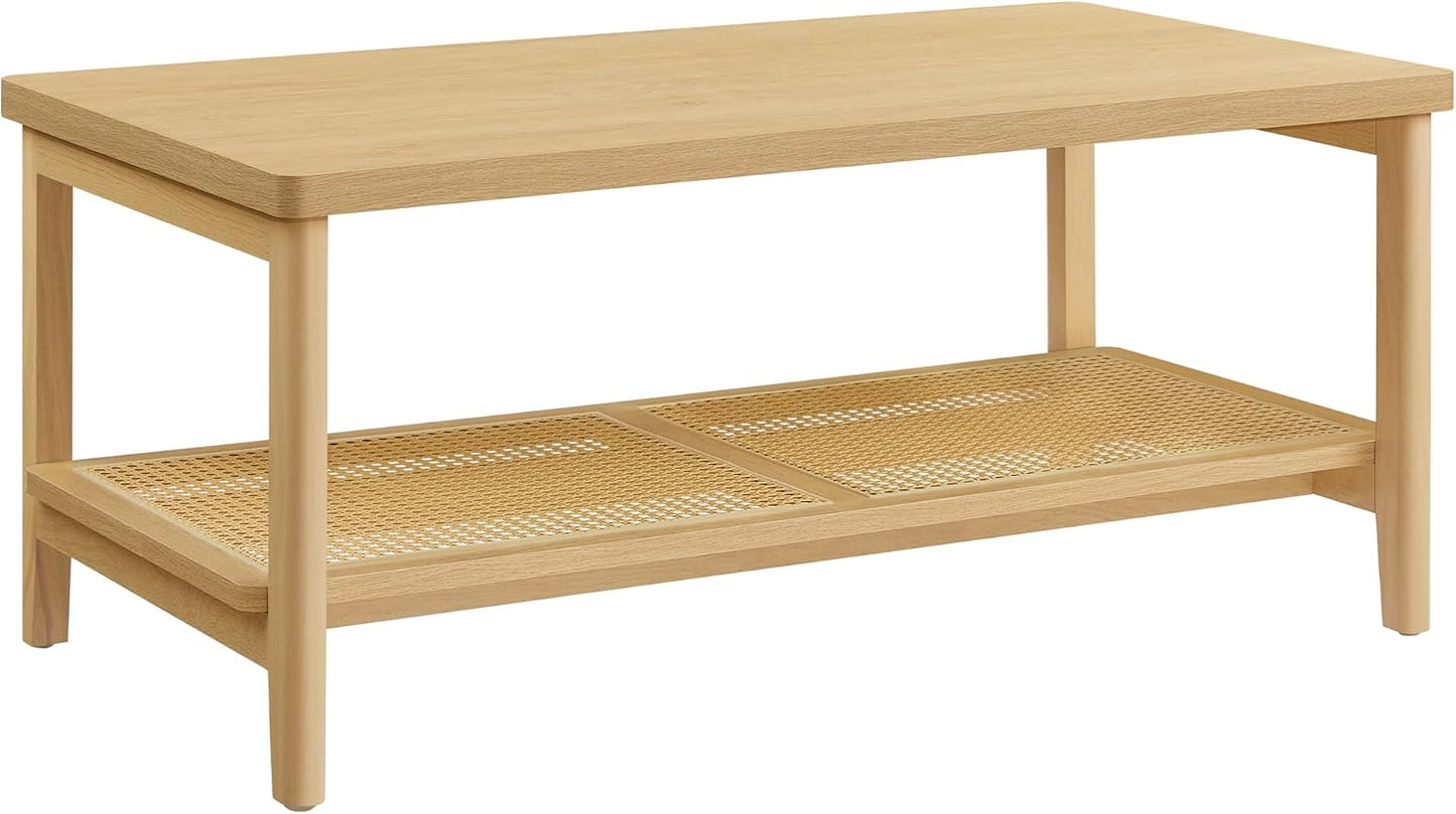VASAGLE 2-Tier Coffee Table with Storage