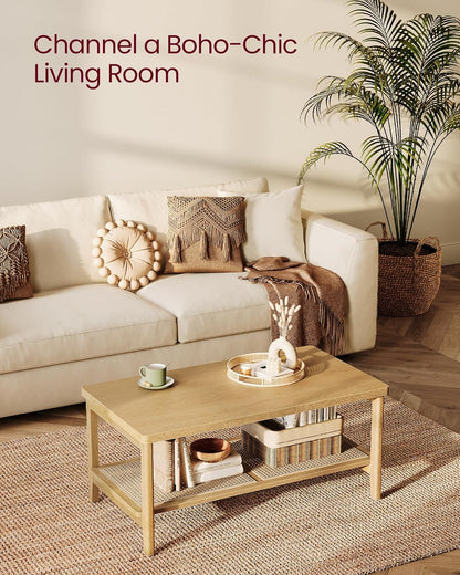 VASAGLE 2-Tier Coffee Table with Storage
