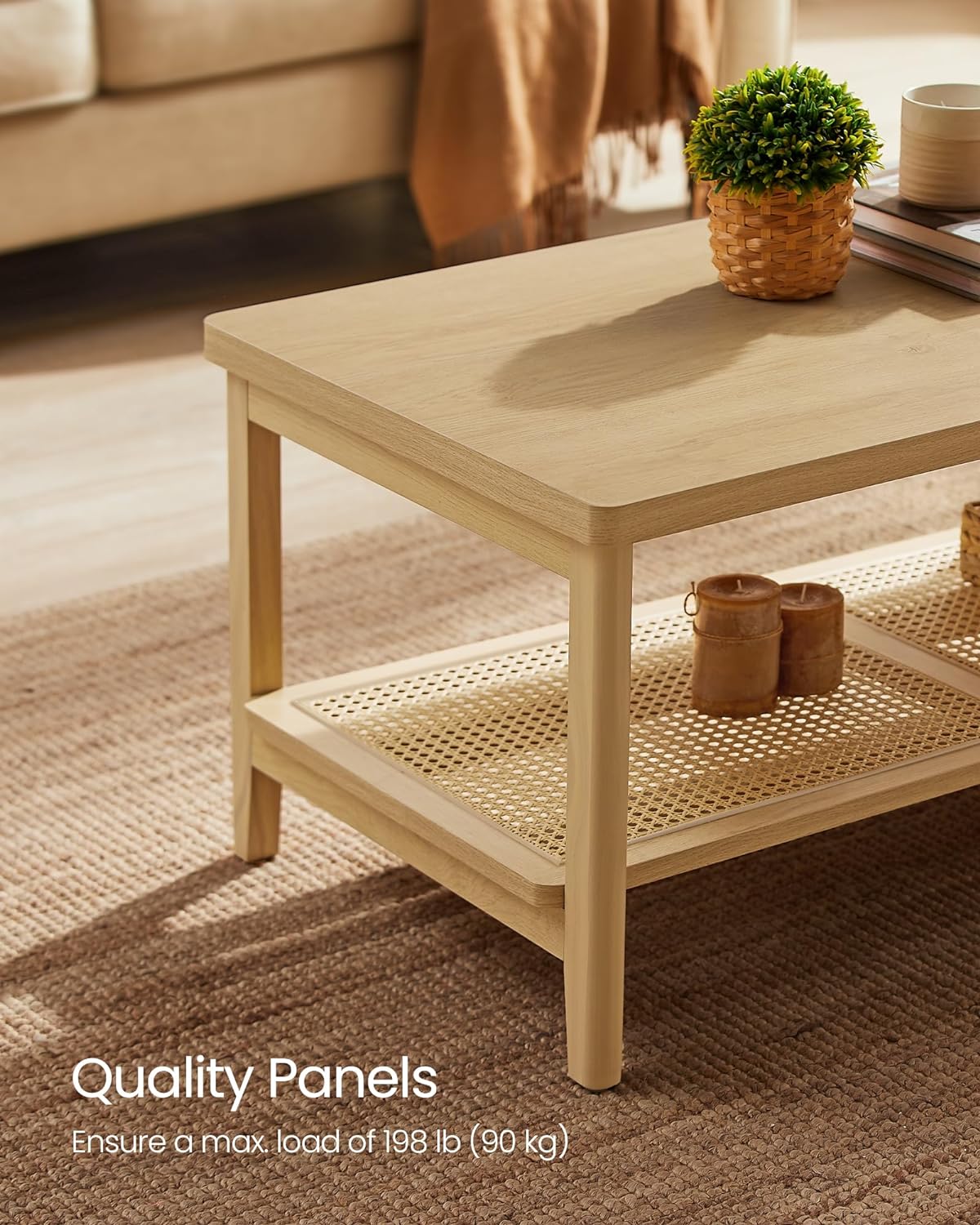 VASAGLE 2-Tier Coffee Table with Storage