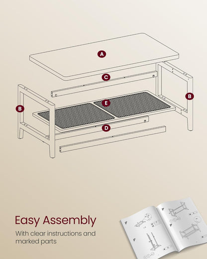 VASAGLE 2-Tier Coffee Table with Storage