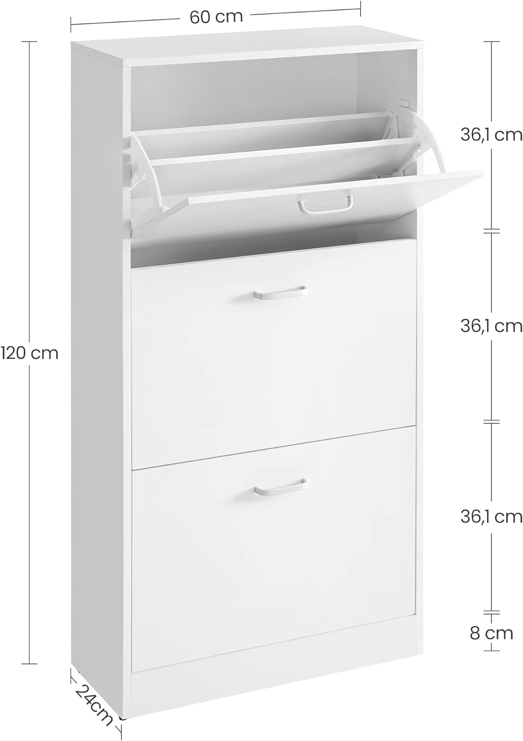 VASAGLE 3-Tier Wooden Shoe Cabinet