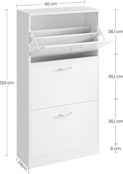 VASAGLE 3-Tier Wooden Shoe Cabinet