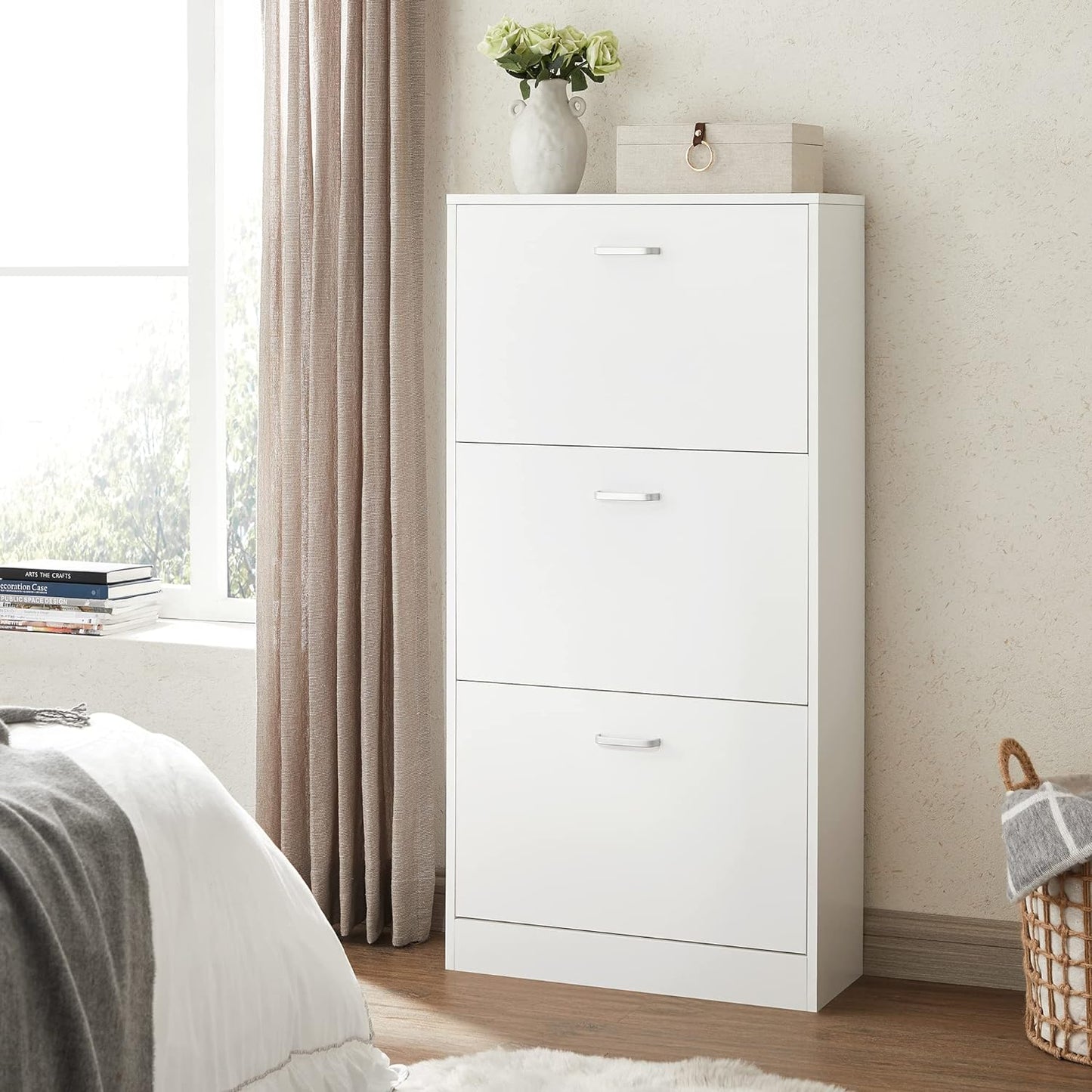 VASAGLE 3-Tier Wooden Shoe Cabinet