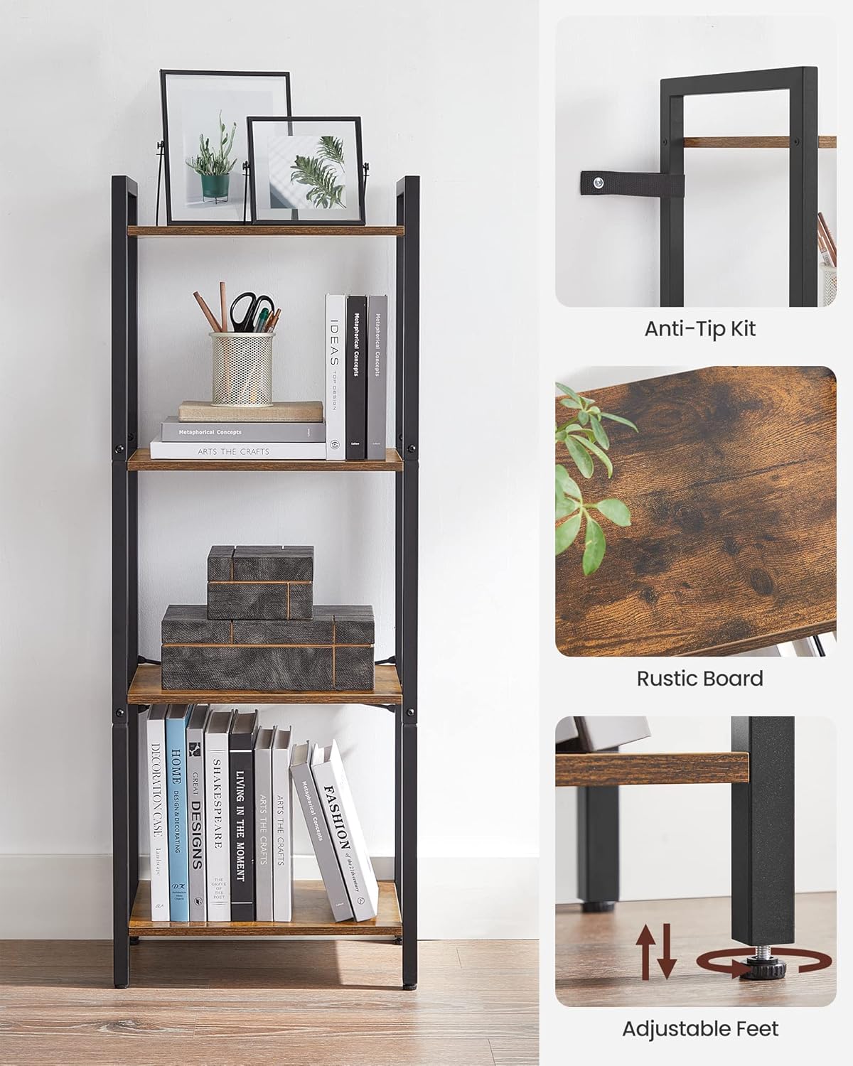 VASAGLE 4-Tier Bookshelf