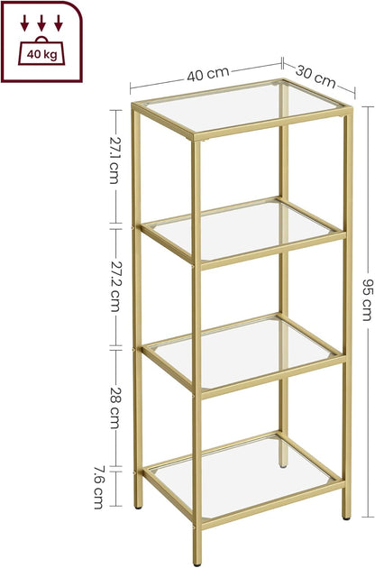 VASAGLE 4-Tier Glass Shelf