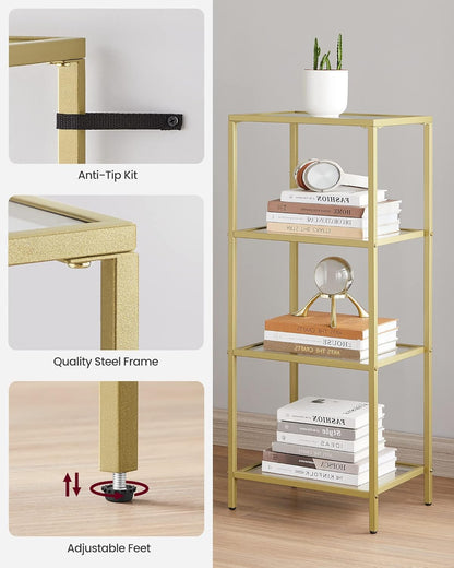 VASAGLE 4-Tier Glass Shelf