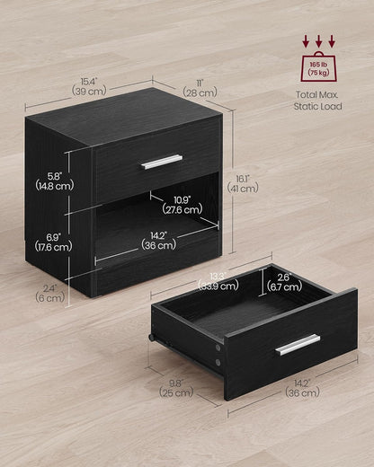 VASAGLE Bedside Tables, Set of 2