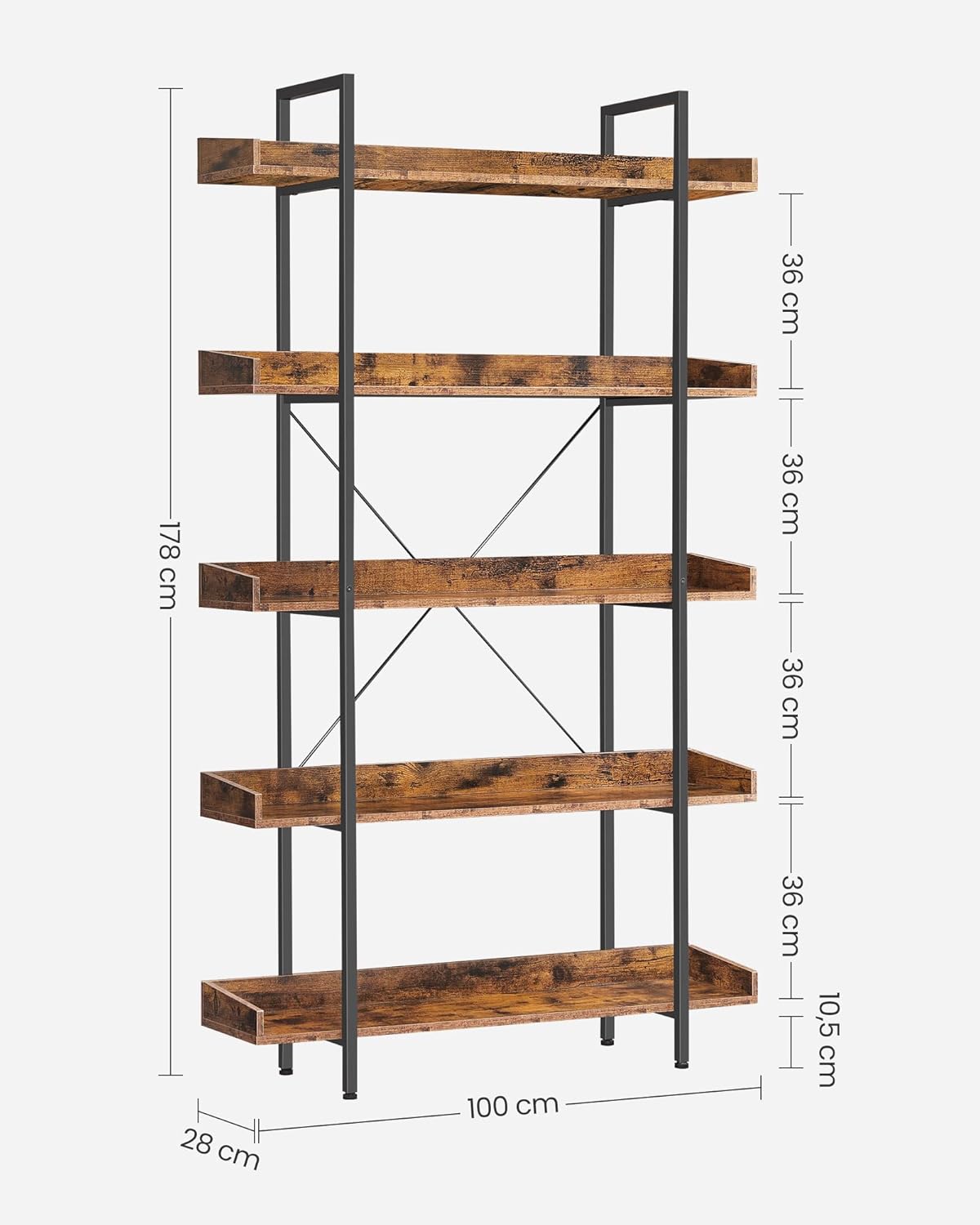 VASAGLE Bookcase, 5-Tier