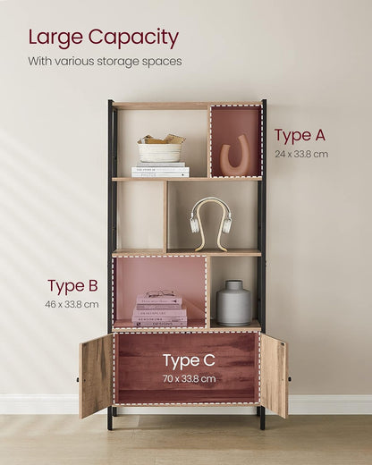 VASAGLE Large Bookcase with Doors