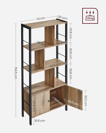 VASAGLE Large Bookcase with Doors