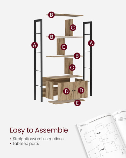 VASAGLE Large Bookcase with Doors