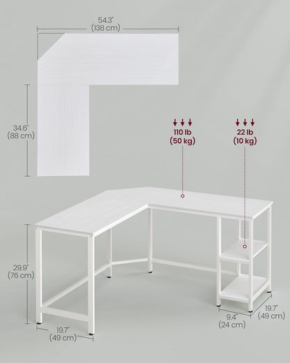 VASAGLE White Computer Desk