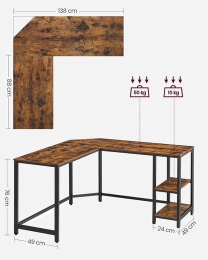 VASAGLE Rustic Brown Computer Desk