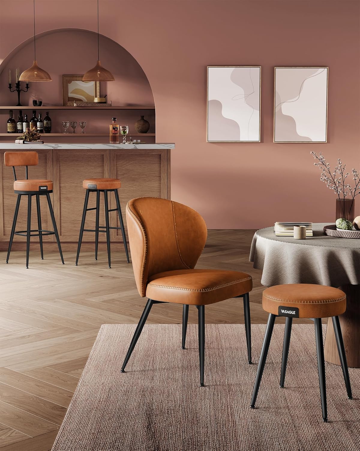 VASAGLE Set of 2 Bar Stool