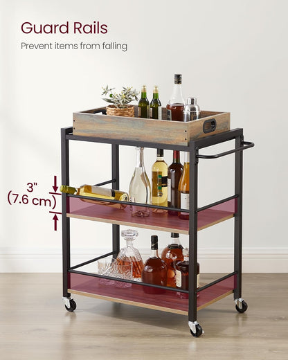 VASAGLE  Serving Cart with Removable Tray,