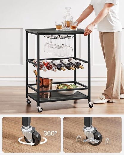 VASAGLE  Wine Serving Trolley on Wheels