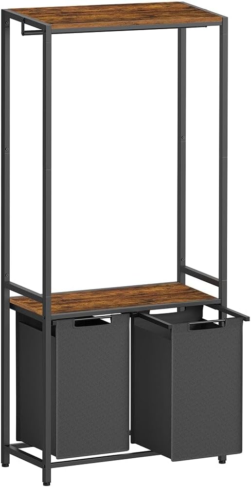 VASAGLE 2 Laundry Basket with 2 Shelves