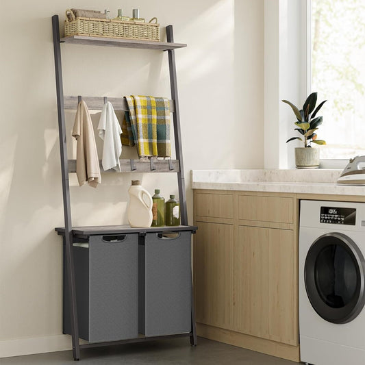 VASAGLE 2 Laundry Hamper with Blanket Ladder