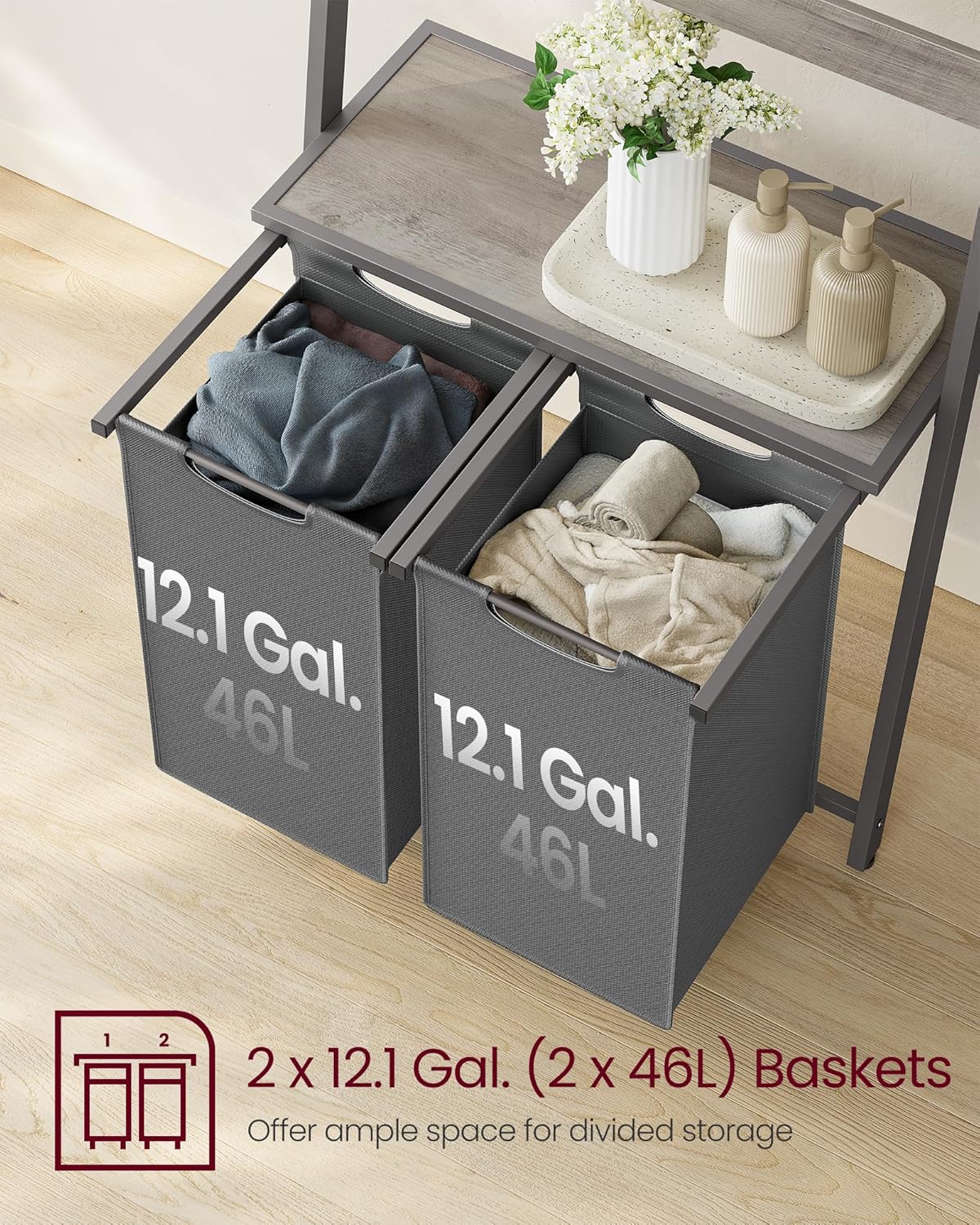 VASAGLE 2 Laundry Hamper with Blanket Ladder