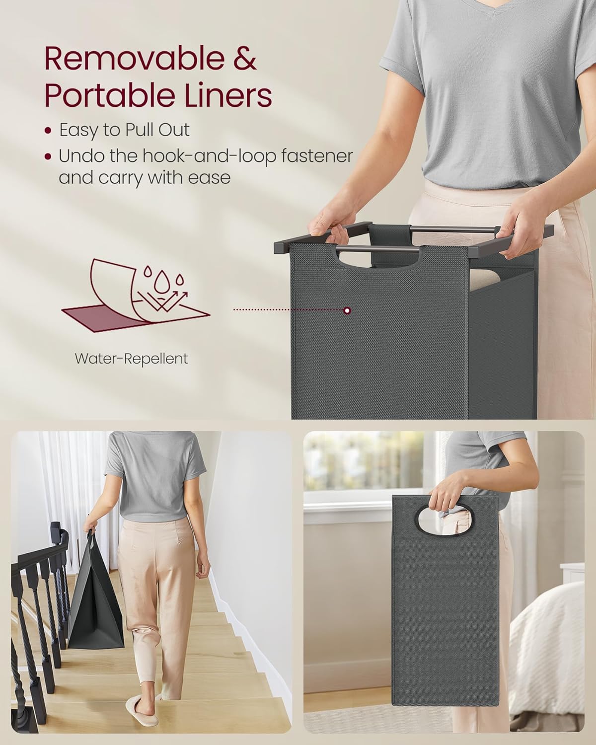 VASAGLE 2 Laundry Hamper with Blanket Ladder