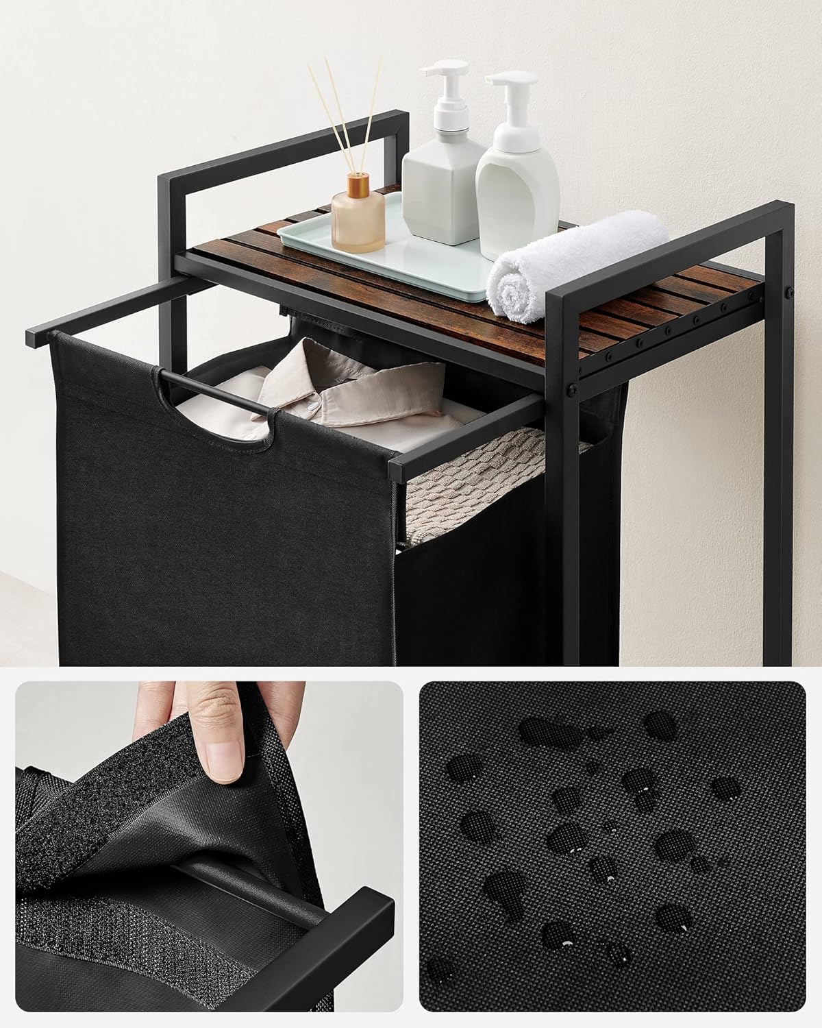 VASAGLE Black Laundry Basket