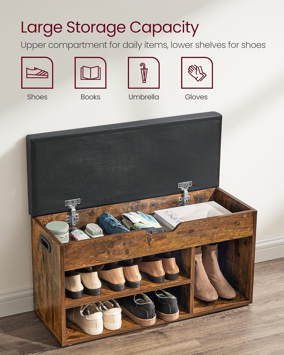 VASAGLE Shoe Bench with Cushion